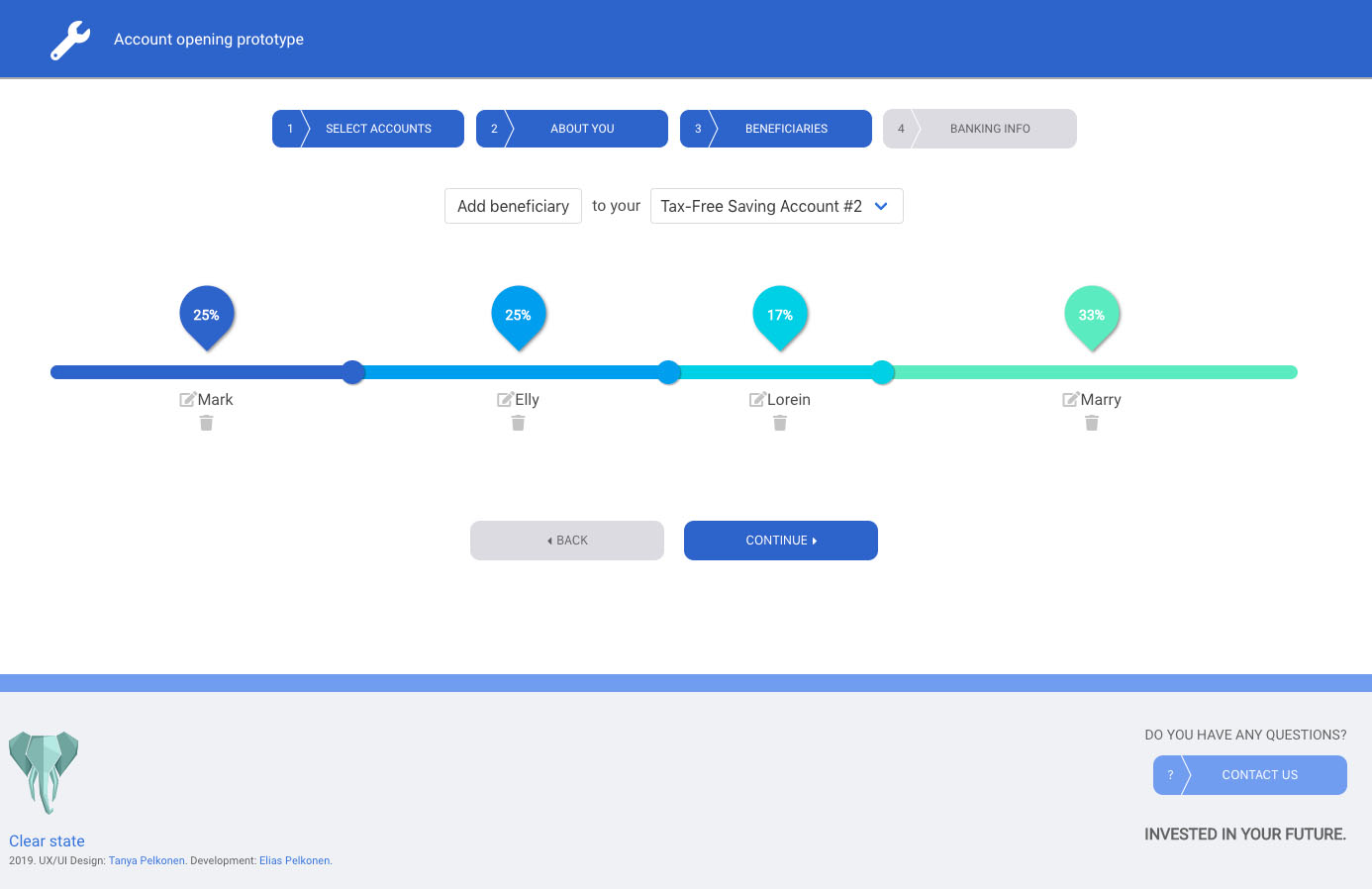 Beneficiary screen after redesign
