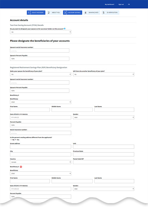 Beneficiary screen before redesign